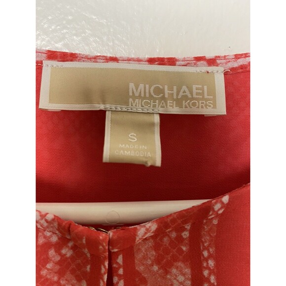 Michael Kors Women's Sneak Print Tunic Dress Size S Key hole Orange - Picture 7 of 14